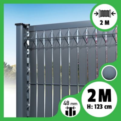 Brise-vue Lattes aluminium N55 - Gris Anthracite - 123 cm, 2 mètres
