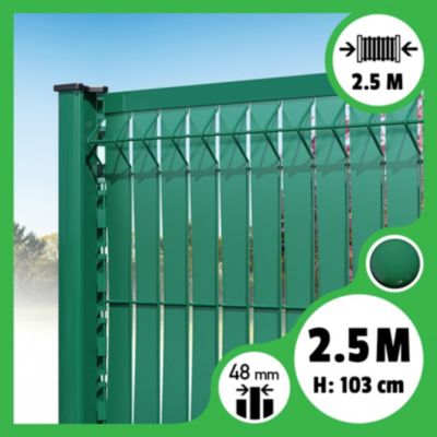 Brise-vue Lattes aluminium N55 - Vert - 103 cm, 2,50 mètres
