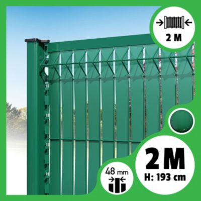 Brise-vue Lattes aluminium N55 - Vert - 193 cm, 2 mètres