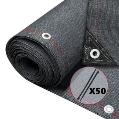 Brise Vue Occultant En HDPE 230g/m² 1.5x20m Avec Attaches De Fixation Anthracite Vounot