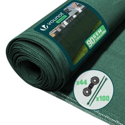 Brise vue occultant en HDPE 90g/m² 1.5x20m avec attaches de fixation vert VOUNOT