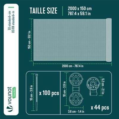 Brise vue occultant en HDPE 90g/m² 1.5x20m avec attaches de fixation vert VOUNOT