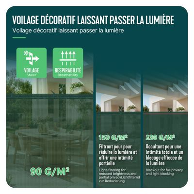 Brise vue occultant en HDPE 90g/m² 1.5x20m avec attaches de fixation vert VOUNOT