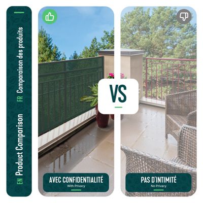 Brise vue occultant en HDPE 90g/m² 1.5x20m avec attaches de fixation vert VOUNOT
