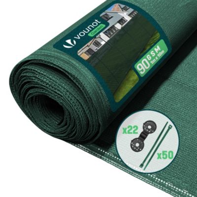 Brise vue occultant en HDPE 90g/m² 1x10m avec attaches de fixation vert VOUNOT