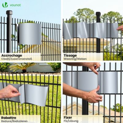 AufuN Lot De 120 Bandes Brise-vue En PVC Avec Clips De Fixation 450 G/m² - Protection Contre Le Vent - Clôture Double Fil (260 M X 19 Cm, Gris Clair
