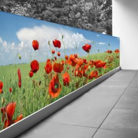 Brise vue Trompe l'oeil - 100x277 cm - Coquelicots 3617689699035