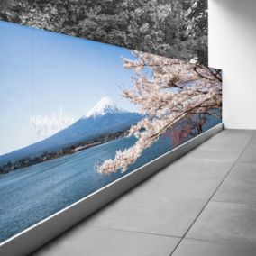 Brise vue Trompe l'oeil - 100x277 cm - Le Mont Fuji au bord de l'eau 3617689697178