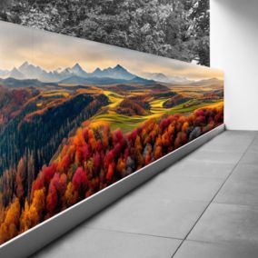 Brise vue Trompe l'oeil - 100x277 cm - Paysage montagnes 3617689696935