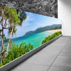 Brise vue Trompe l'oeil - 100x300 cm - Vue sur la plage 3617689696201