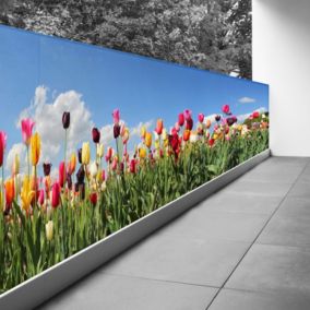 Brise vue Trompe l'oeil - 100x325 cm - Tulipes 3617689698281