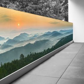 Brise vue Trompe l'oeil - 100x350 cm - Montagnes 3617689699646