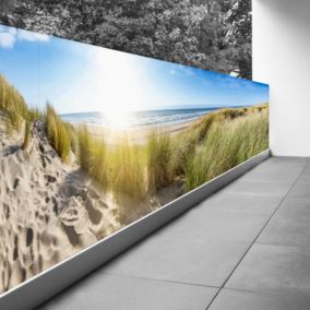 Brise vue Trompe l'oeil - 100x350 cm - Plage mer 3617689696362