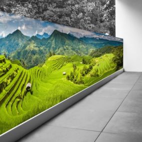 Brise vue Trompe l'oeil - 100x375 cm - Rizières terrasses de Mu Cang Chai 3617689696324