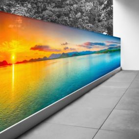 Brise vue Trompe l'oeil - 100x400 cm - Couché de soleil 3617689696126