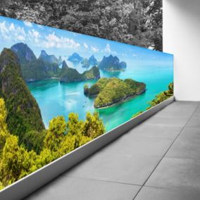 Brise vue Trompe l'oeil - 100x400 cm - Iles paradisiaque 3617689694702