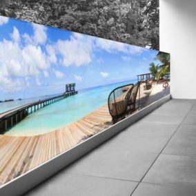 Brise vue Trompe l'oeil - 100x400 cm - Ponton mer paradisiaque 3617689694306