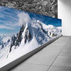 Brise vue Trompe l'oeil - 100x450 cm - Montagnes neige 3617689695976