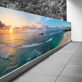 Brise vue Trompe l'oeil - 120x390 cm - Couché de soleil 3617689694573