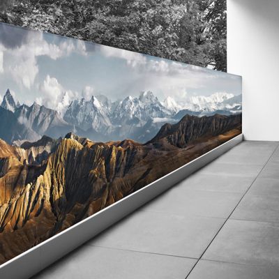 Brise vue Trompe l'oeil - 120x390 cm - Paysage des montagnes du Népal 3617689694146