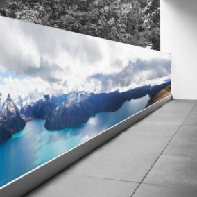 Brise vue Trompe l'oeil - 120x450 cm - Vue lac et montagnes 3617689695853