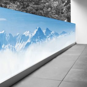 Brise vue Trompe l'oeil - 120x480 cm - Montagnes neige 3617689698366