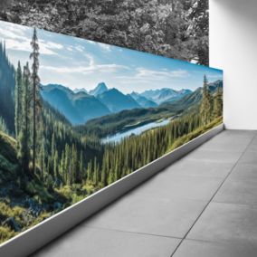 Brise vue Trompe l'oeil - 80x240 cm - Vue sur lac et montagnes 3617689698090