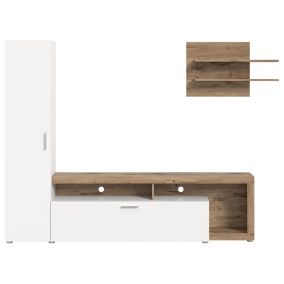 Bromley - ensemble meuble tv - bois et blanc - 218 cm - Best Mobilier