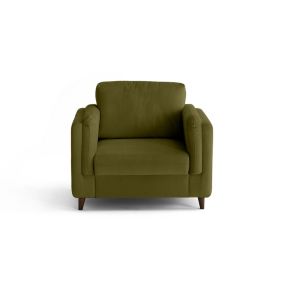 Brooke - fauteuil en velours pieds en bois - Lisa Design