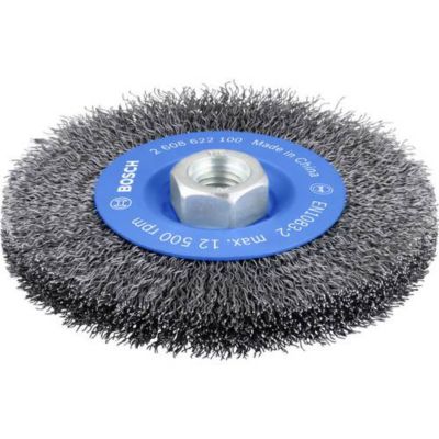 Brosse circulaire 115 mm à fils ondulés, filetage M14, 0,3 mm, 11 000 tr/min