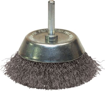 brosse conique d75 fil 0.30 acier ondule tige de 6x30 - 310.075v - leman