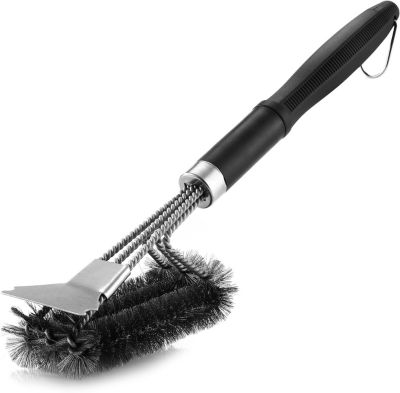 Brosse de nettoyage pour barbecue, brosse de nettoyage 3 en 1 pour barbecues à gaz et à charbon (40,5 x 14,5 cm)