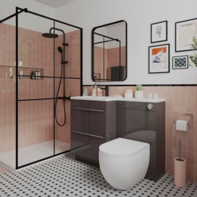 Brosse et porte-brosse de toilette Koros nude rose GoodHome