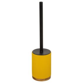 Brosse et pot wc strié (Jaune moutarde)