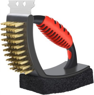 MasterCook Brosse Barbecue 3 En 1 Poils Acier Grattoir Éponge - Nettoyage Gril Gaz Charbon