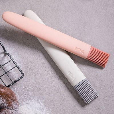 Brosse à huile en silicone amovible, brosse à huile pour barbecue, brosse à crêpes de cuisine 2pcs Sakura rose/blanc cassé