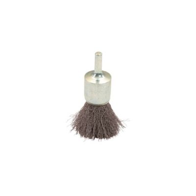 Brosse pinceau sur tige fil acier ondulé décapage dur bois/métal - D. 25 mm - Q. 6 x 17 mm - fil 0.30 - LEMAN - 320.025A