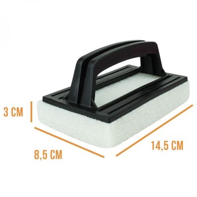 Brosse, éponge ligne d'eau avec poignée pour piscine - 8.5 cm x 14.5 cm - Noir - Linxor