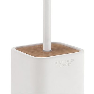 Brosse À Toilettes Carrée En Bambou Blanc Alisso