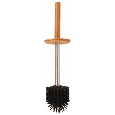 Brosse wc avec support Acier  Bambou ADONIS Gris Noir mat  Poils résistants en silicone Spirella