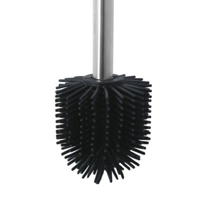 Brosse wc avec support Acier  Bambou ADONIS Gris Noir mat  Poils résistants en silicone Spirella