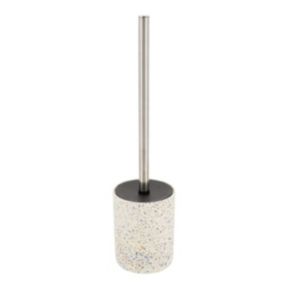 Brosse WC avec support  Beige déco Terrazzo et manche en Acier inoxydable