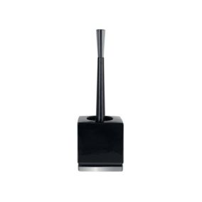 Brosse Wc avec support Céramique ROMA Noir  Argent Spirella