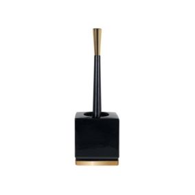 Brosse Wc avec support Céramique ROMA Noir  Or Spirella