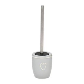 Brosse WC avec support en céramique Gris clair déco Coeur