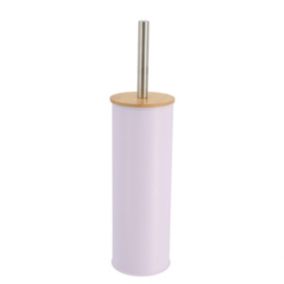 Brosse WC avec support en métal Lilas et couvercle Bambou