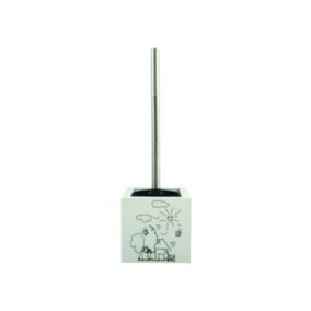 Brosse Wc avec support MDF  Inox Jardin Blanc MSV