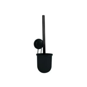 Brosse Wc avec support mural Acier Mega ventouse Noir MSV