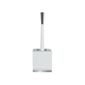 Brosse Wc avec support Porcelaine ROMA Blanc  Argent Spirella