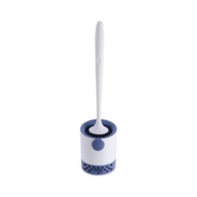 Brosse WC avec support récupérateur d'eau Blanc & Bleu